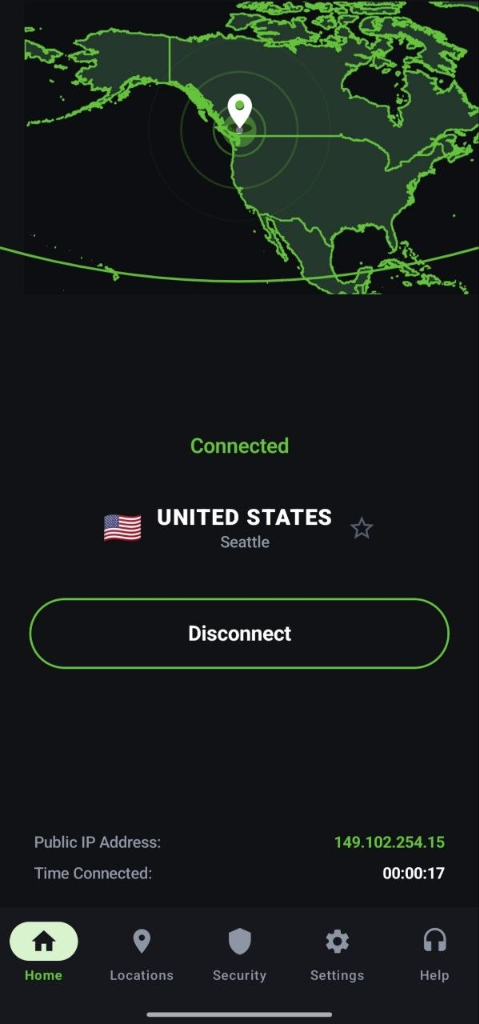 Paben VPN Connected United States Seattle Node